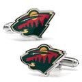 Minnesota Wild NHL logo cufflinks in silver-plated metal with enamel detail