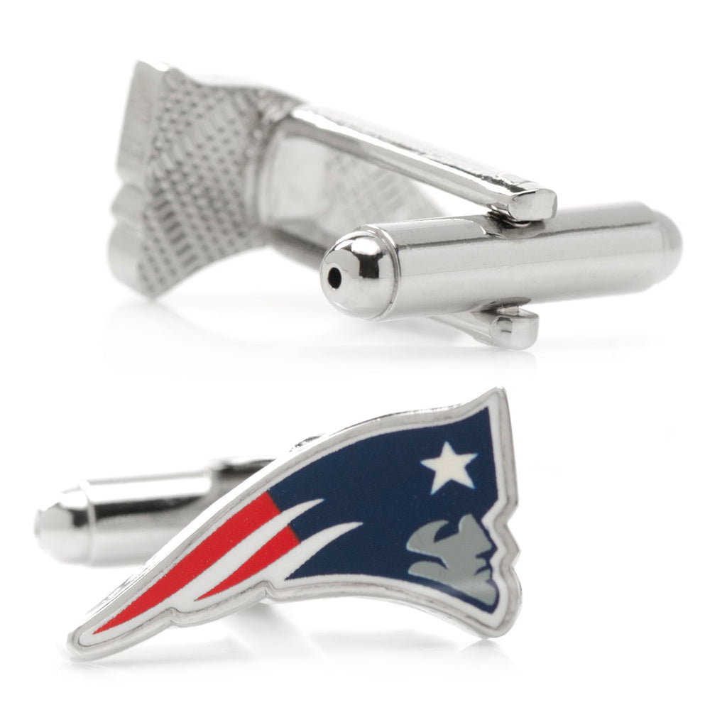 New England Patriots NFL Logo Enamel Silver Tone Cufflinks - Image 2