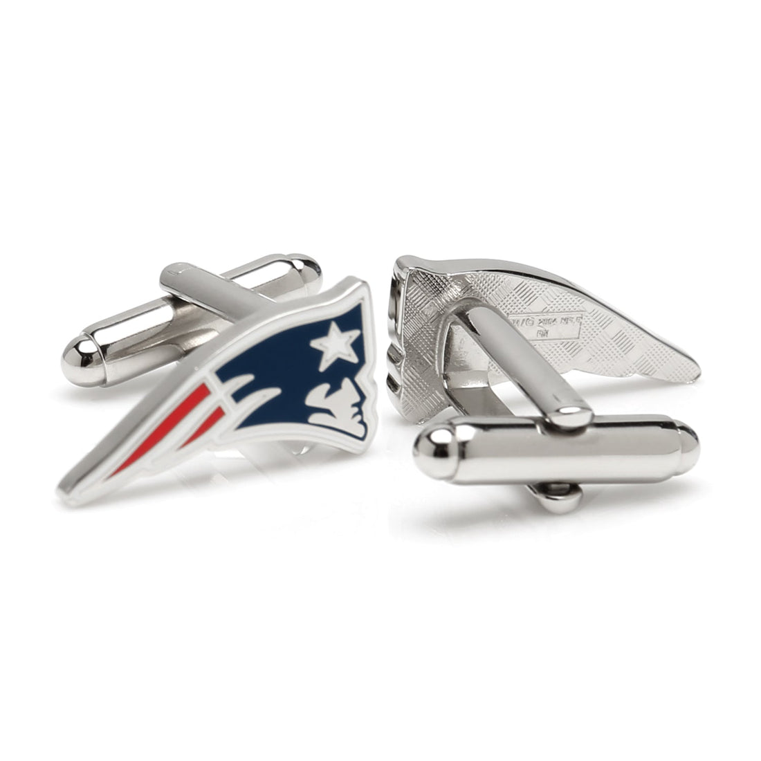 New England Patriots NFL Logo Enamel Silver Tone Cufflinks - Image 3