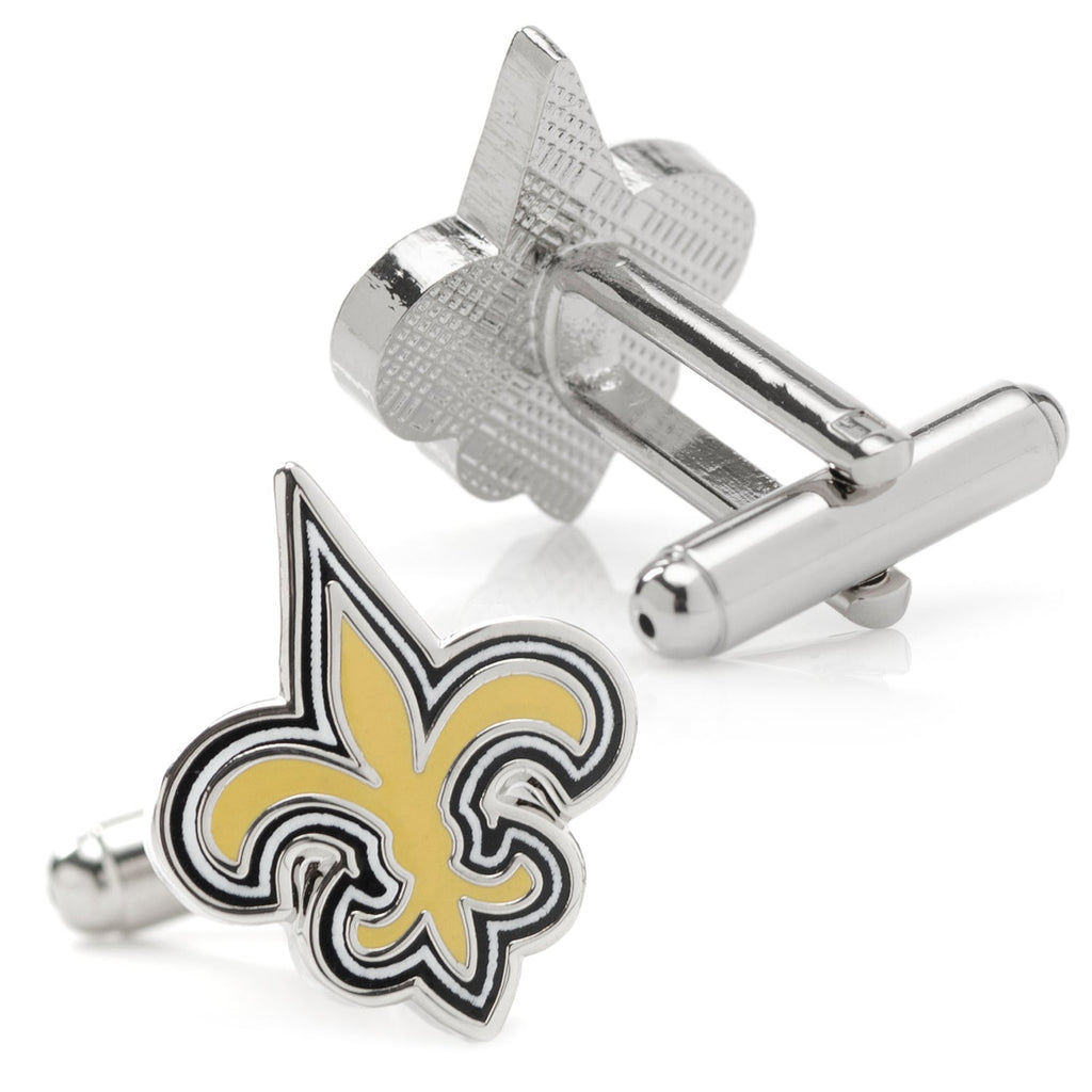 New Orleans Saints NFL Logo Enamel Cufflinks in Silver Tone - Image 2