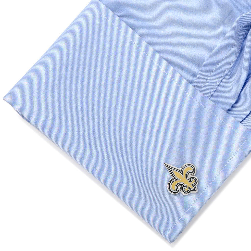 New Orleans Saints NFL Logo Enamel Cufflinks in Silver Tone - Image 3