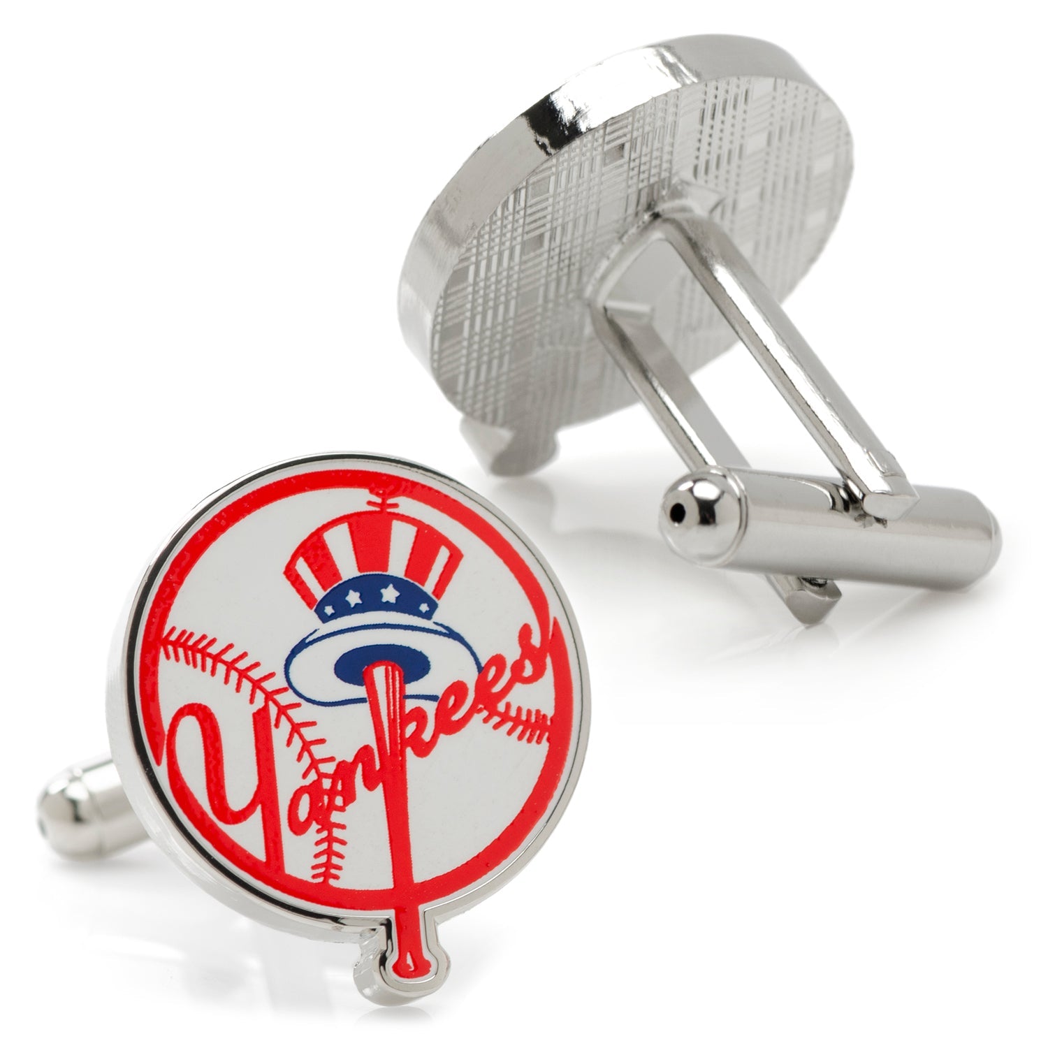 New York Yankees MLB Baseball Logo Cufflinks Silver Tone - Image 2