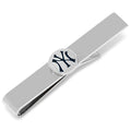 Polished silver tie bar with a pinstripe circle New York Yankees logo