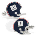 New York Giants retro-style NFL football helmet cufflinks in navy, white, and red with silver-tone hardware.