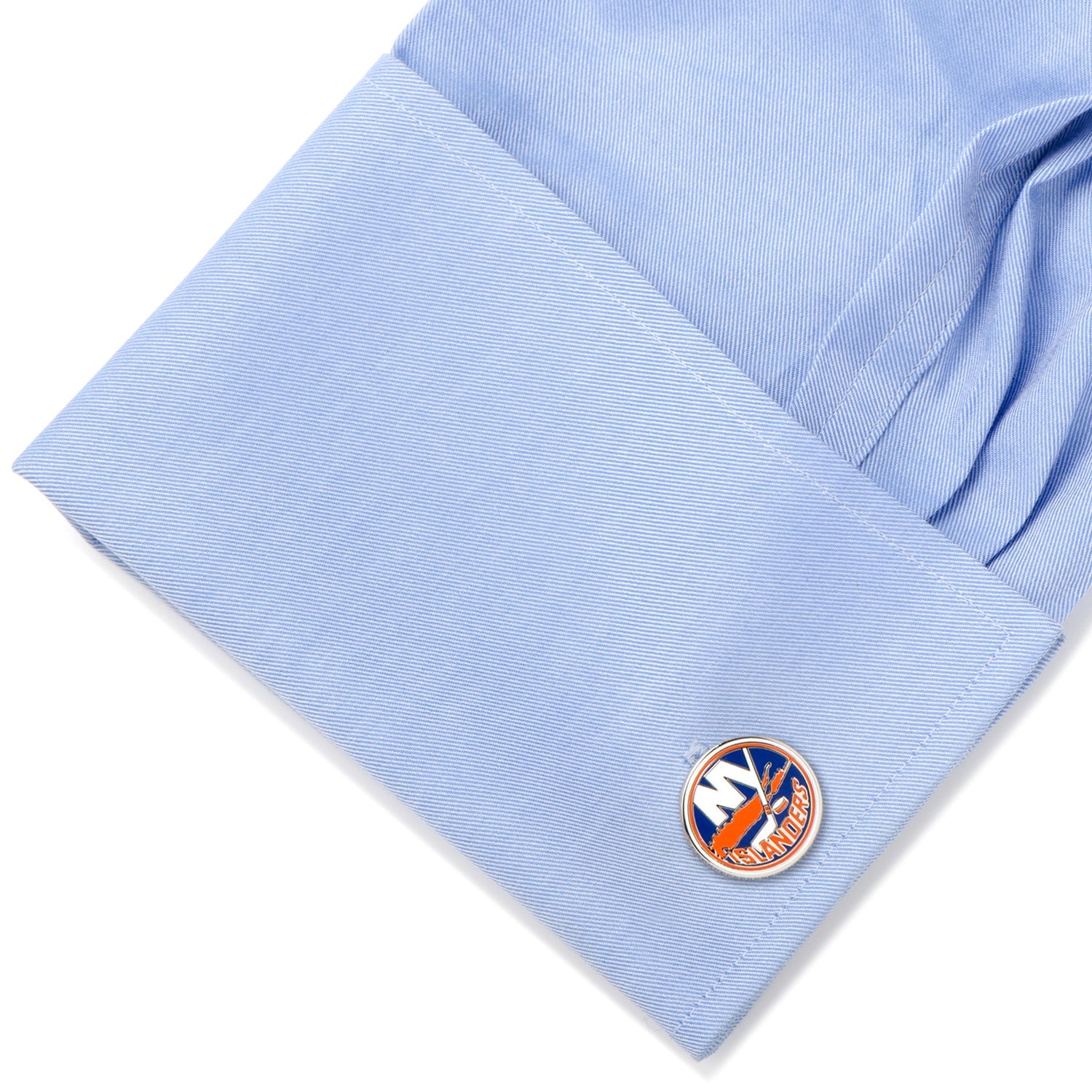 NHL New York Islanders Enamel Logo Cufflinks in Silver Tone - Image 3