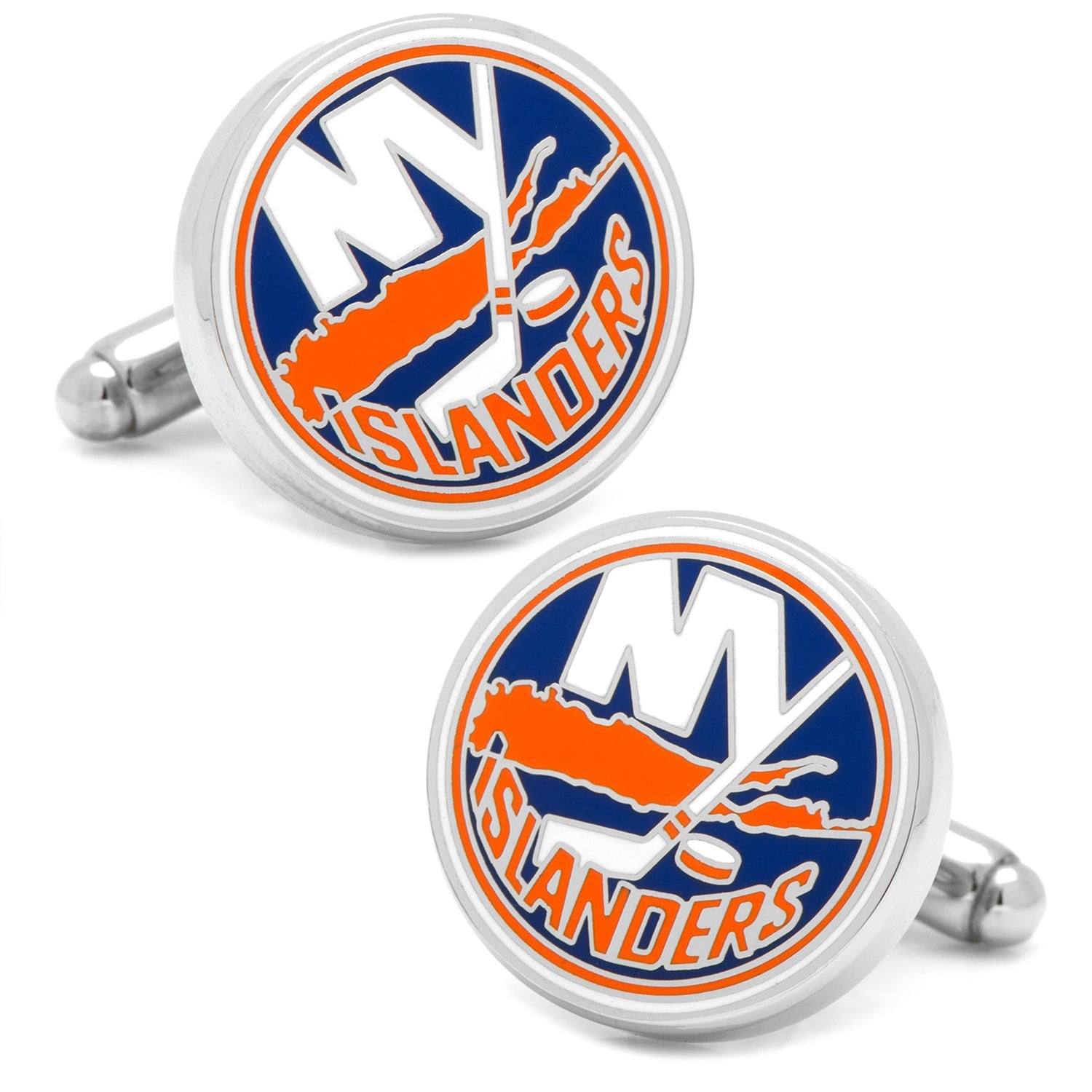 NHL New York Islanders Enamel Logo Cufflinks in Silver Tone - Image 4