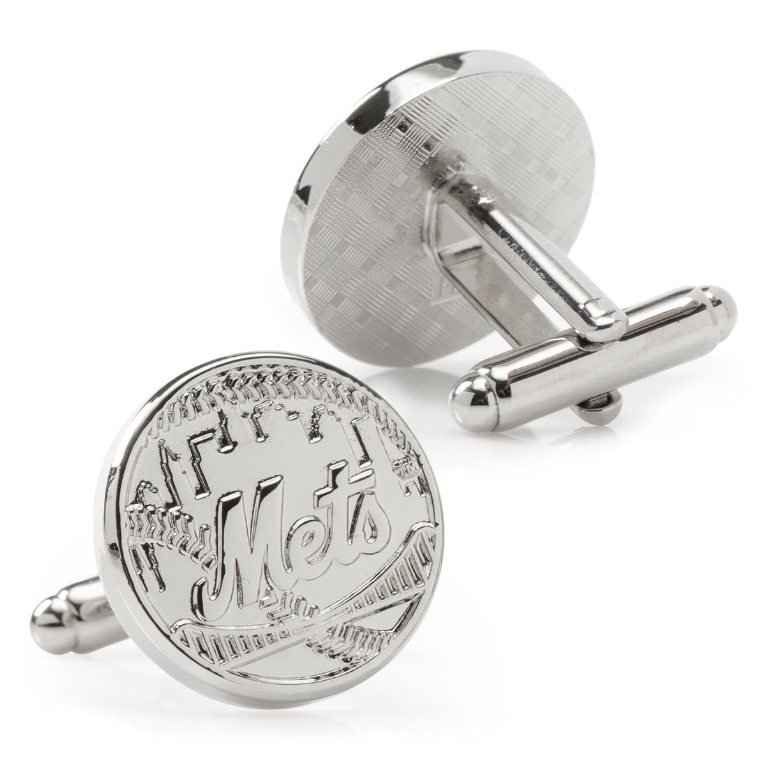 New York Mets Silver Tone Baseball Team Logo Cufflinks - Image 2