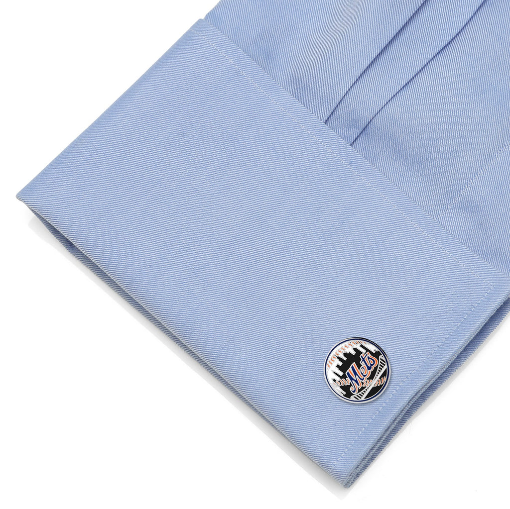 New York Mets Official MLB Team Logo Baseball Cufflinks - Image 3