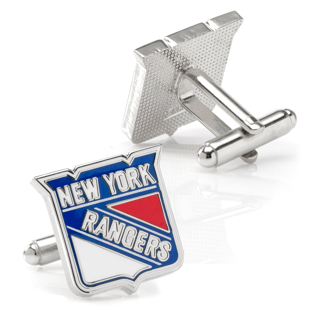 New York Rangers NHL Shield Logo Cufflinks in Silver Tone - Image 2