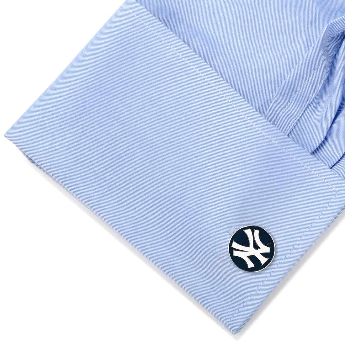 New York Yankees MLB Round Logo Cufflinks in Silver and Navy - Image 3