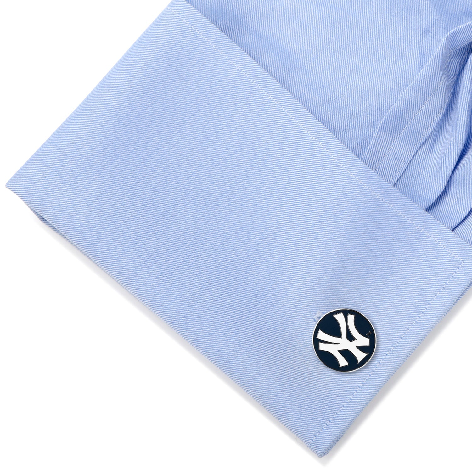 New York Yankees MLB Round Logo Cufflinks in Silver and Navy - Image 3