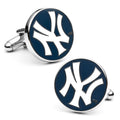 New York Yankees baseball team logo cufflinks in silver tone and navy enamel