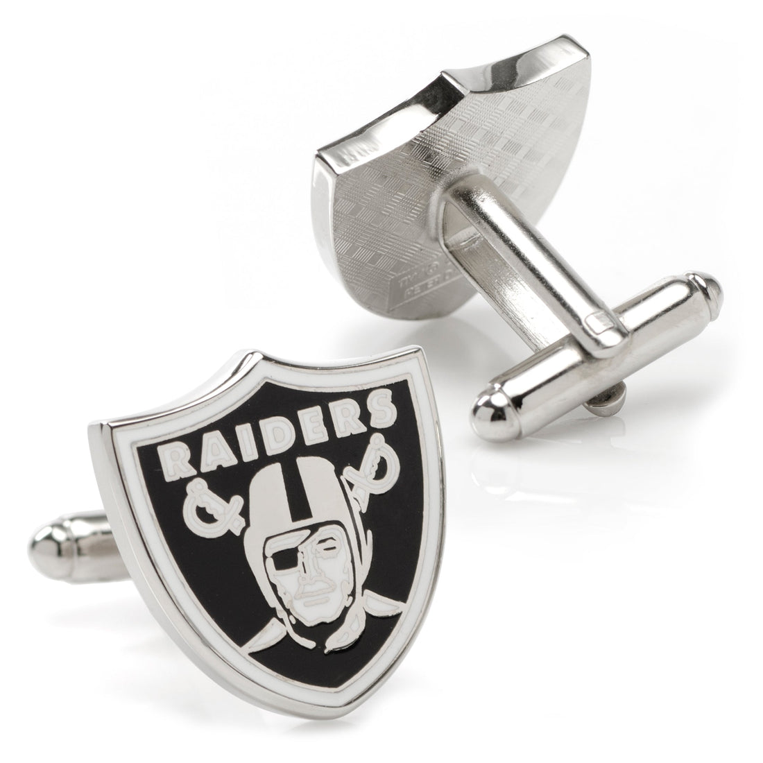 Las Vegas Raiders NFL Logo Cufflinks in Black and Silver Enamel - Image 2