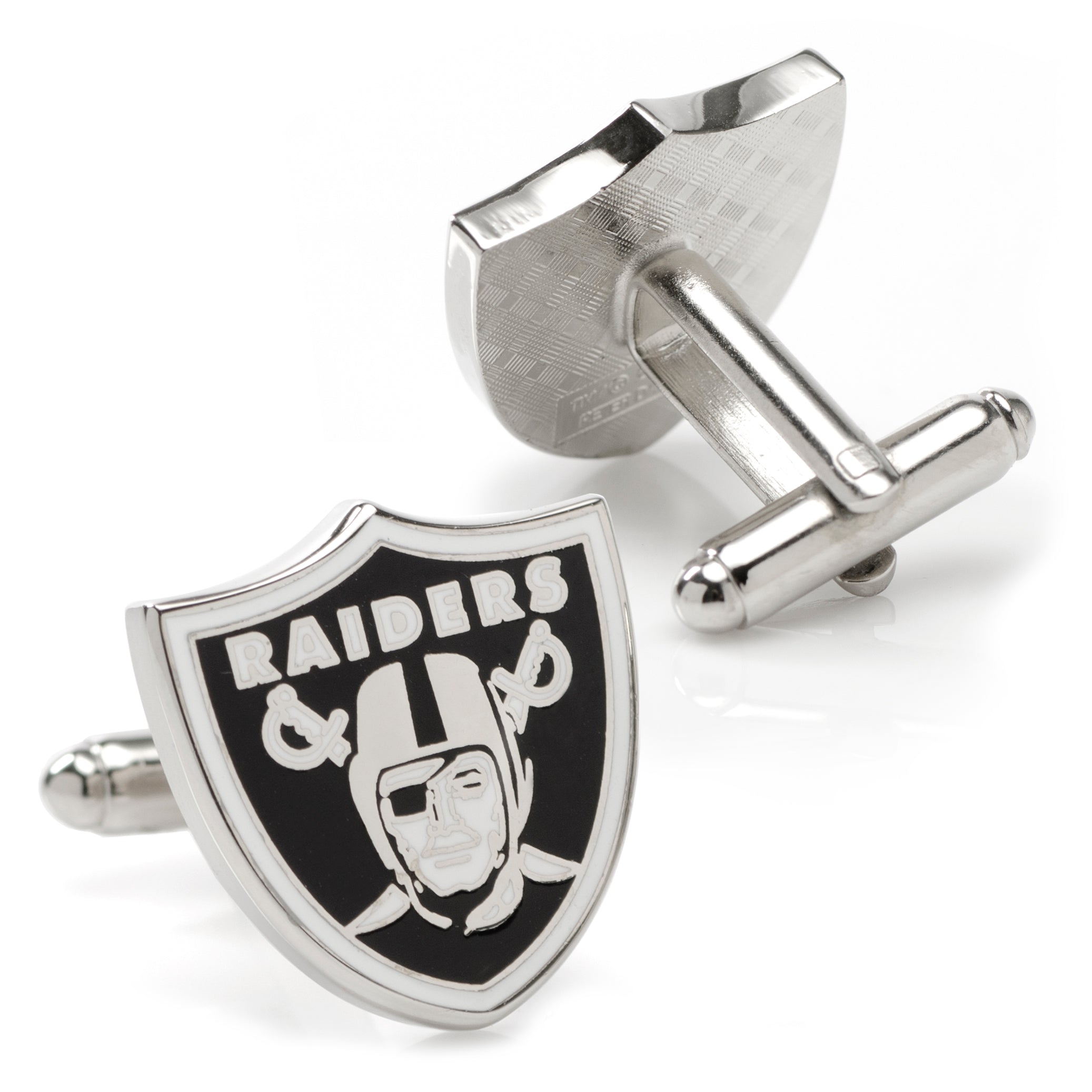Las Vegas Raiders NFL Logo Cufflinks in Black and Silver Enamel - Image 2