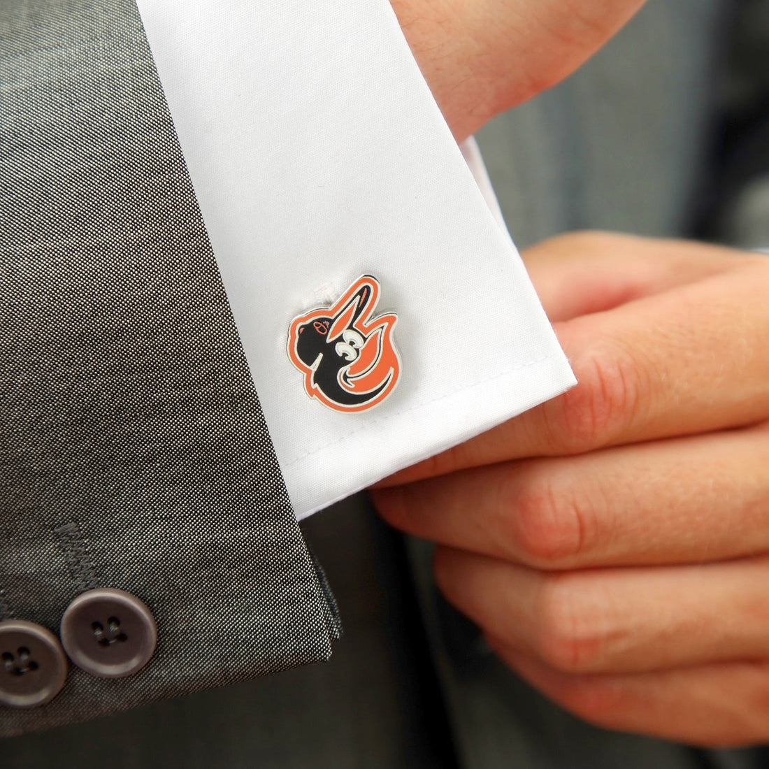 Baltimore Orioles MLB Logo Cufflinks in Black and Orange