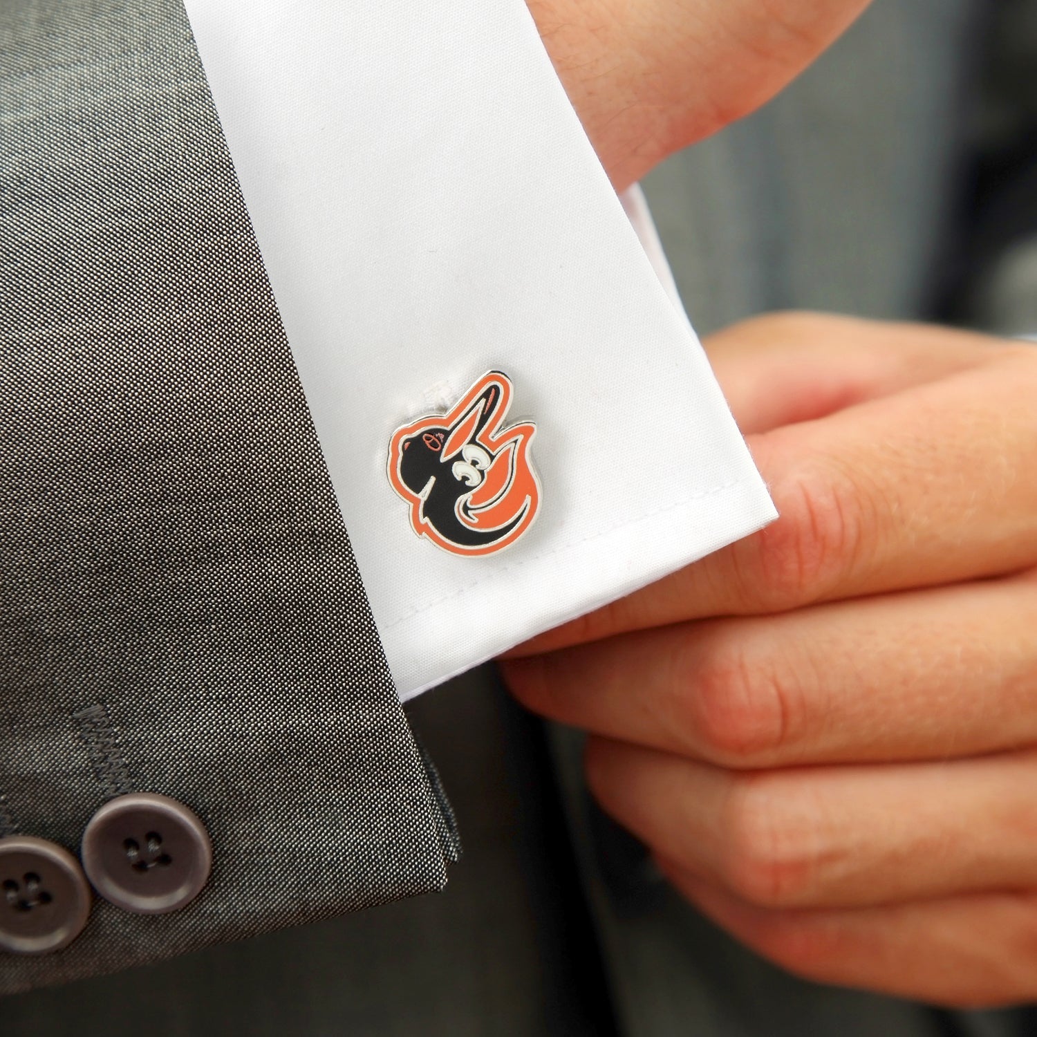 Baltimore Orioles MLB Logo Cufflinks in Black and Orange
