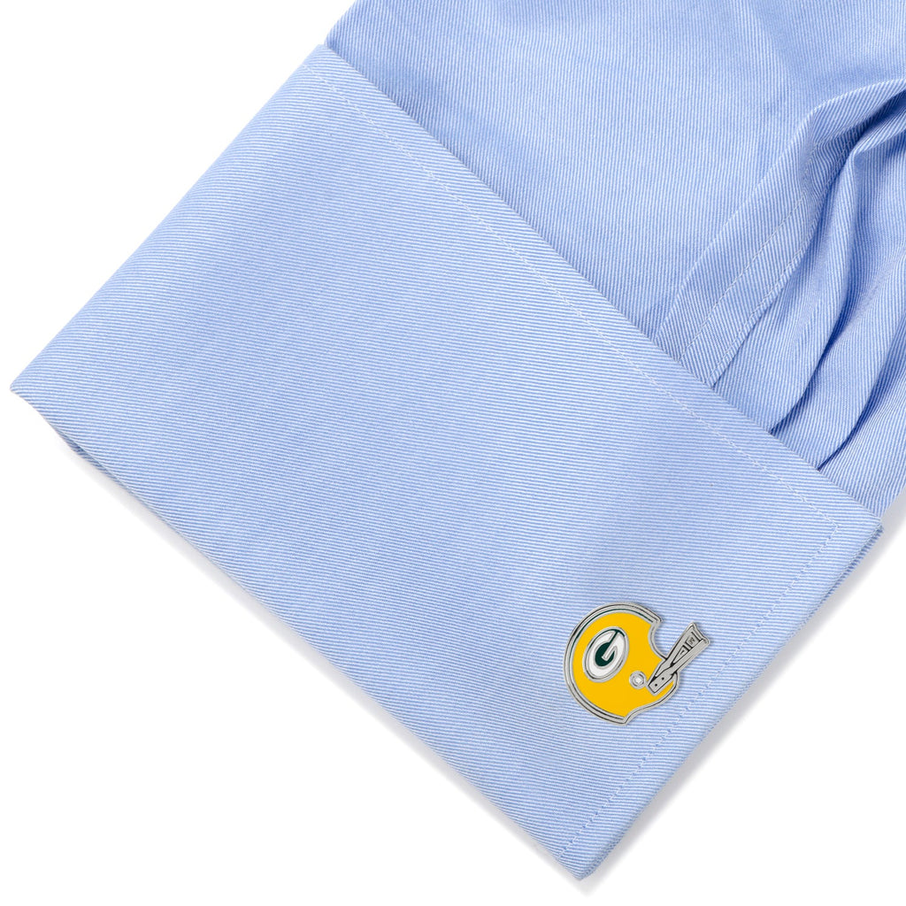 Green Bay Packers Throwback Football Helmet Cufflinks - Image 3