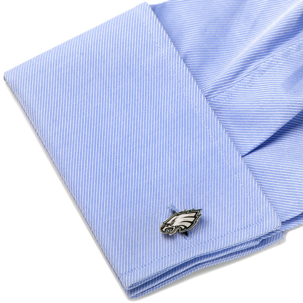 Philadelphia Eagles NFL Team Logo Enamel Silver Tone Cufflinks - Image 3