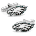 Philadelphia Eagles logo cufflinks in a silver tone finish for men