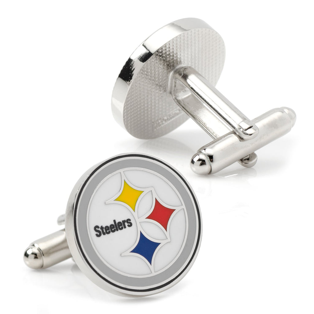 Pittsburgh Steelers NFL Logo Enamel Cufflinks in Silver Tone - Image 2