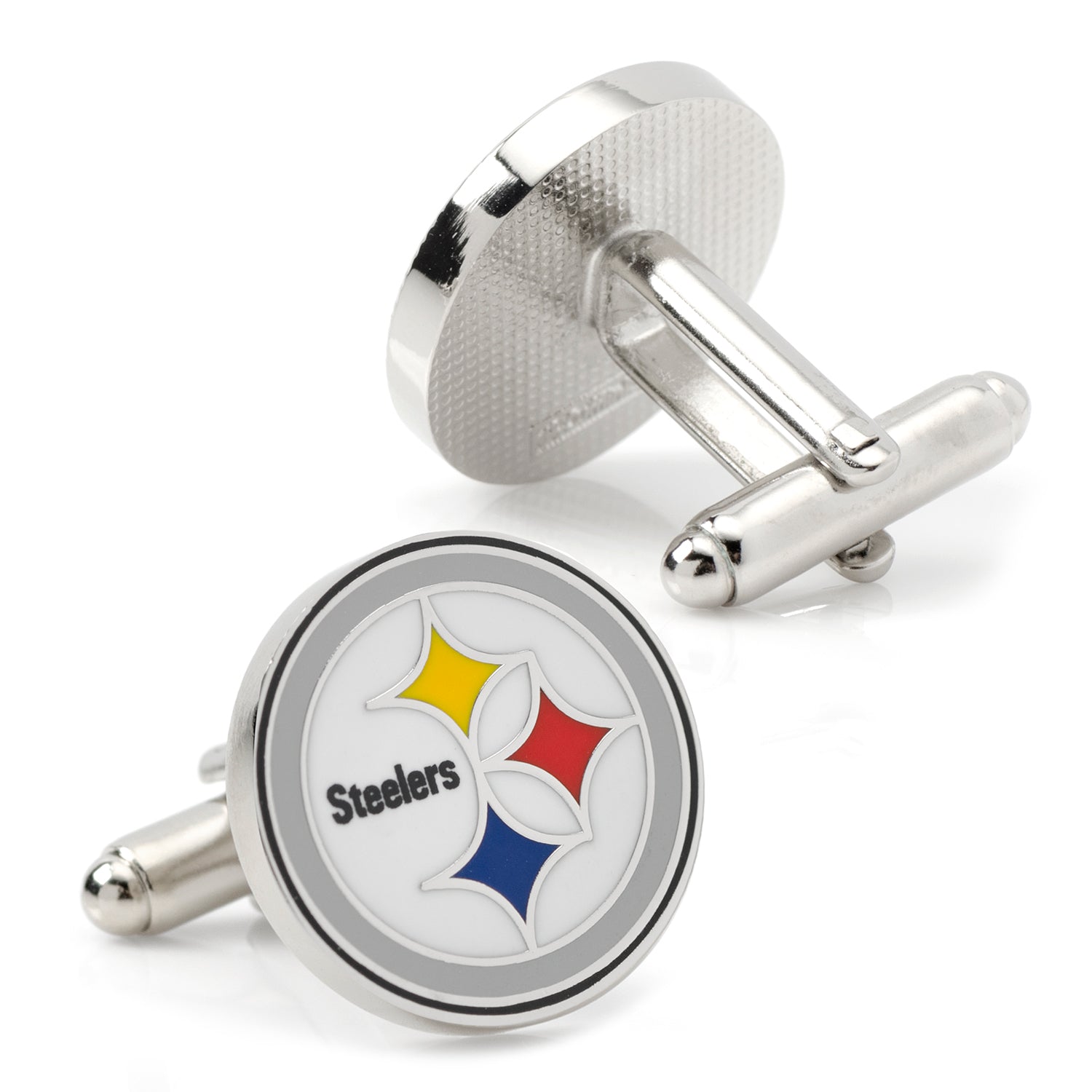 Pittsburgh Steelers NFL Logo Enamel Cufflinks in Silver Tone - Image 2