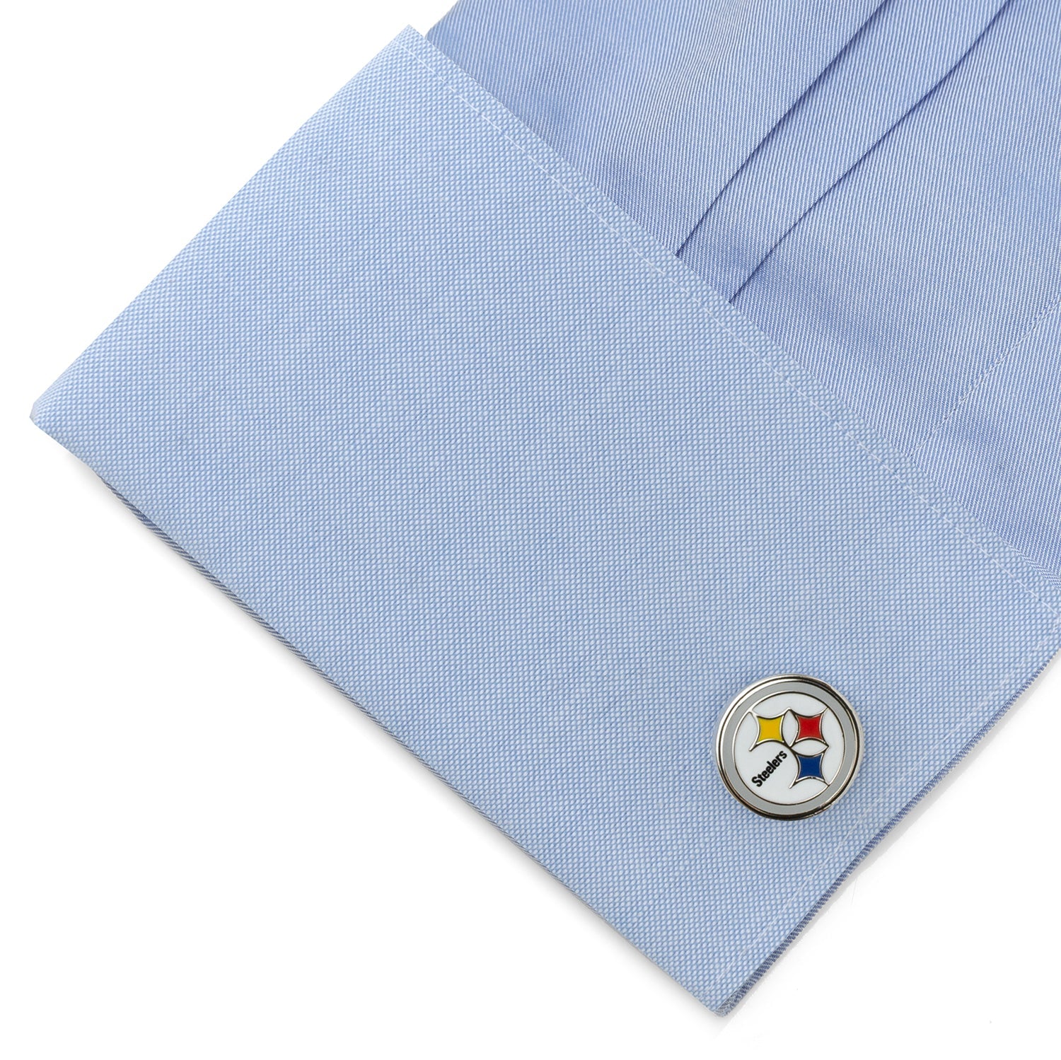 Pittsburgh Steelers NFL Logo Enamel Cufflinks in Silver Tone - Image 3