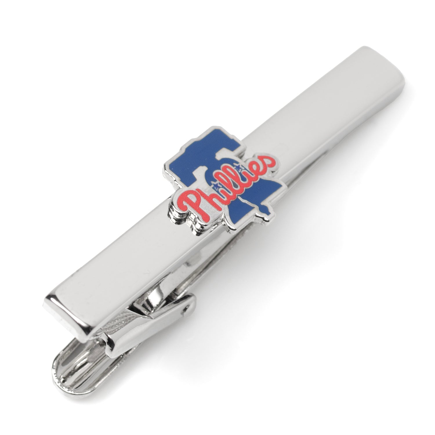 Philadelphia Phillies baseball team logo tie clip in silver-tone metal with enamel details