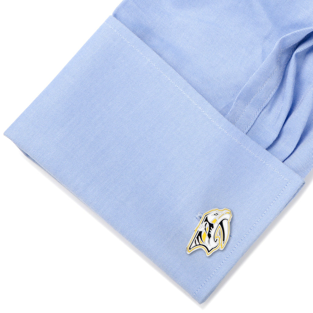 Nashville Predators NHL Team Logo Silver Tone Cufflinks - Image 3