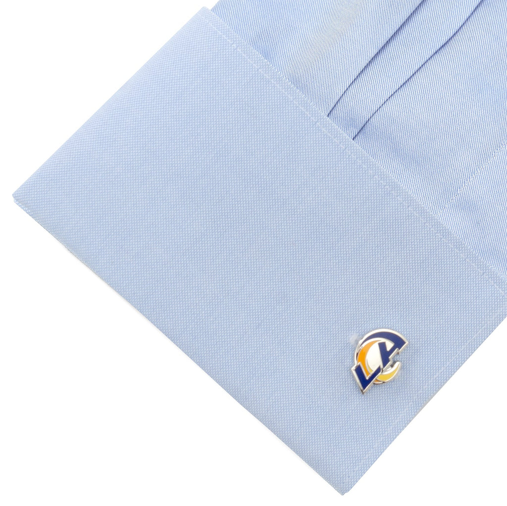 Los Angeles Rams NFL Logo Cufflinks in Silver Tone Enamel - Image 3