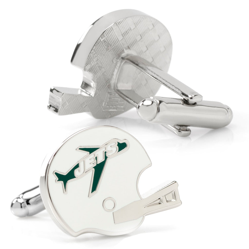 New York Jets Retro Helmet Cufflinks in Silver Tone Enamel - Image 2