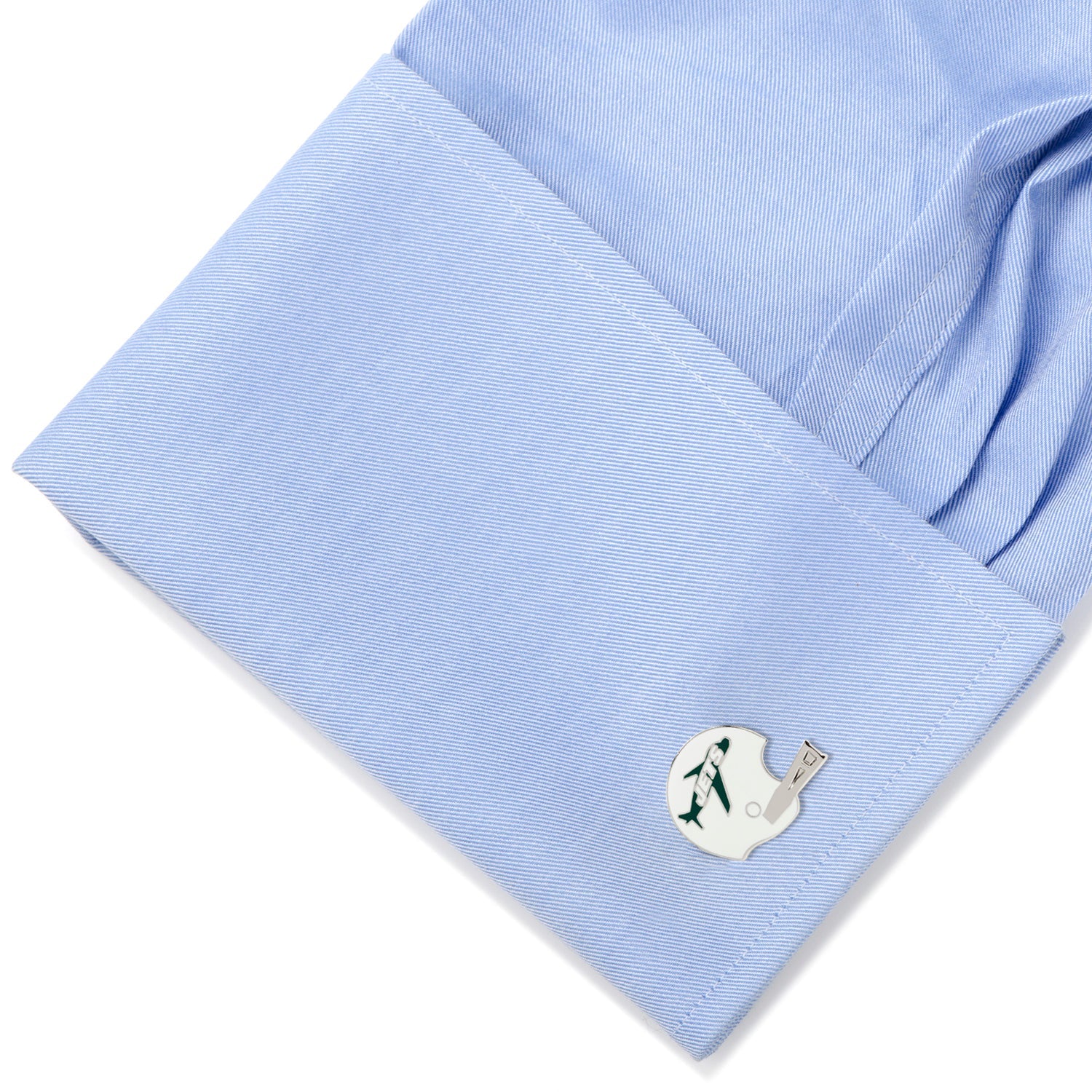 New York Jets Retro Helmet Cufflinks in Silver Tone Enamel - Image 3