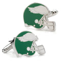 Philadelphia Eagles retro helmet shaped cufflinks in silver tone finish