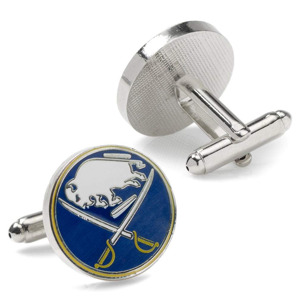 Buffalo Sabres NHL Logo Enamel Silver Tone Cufflinks - Image 2