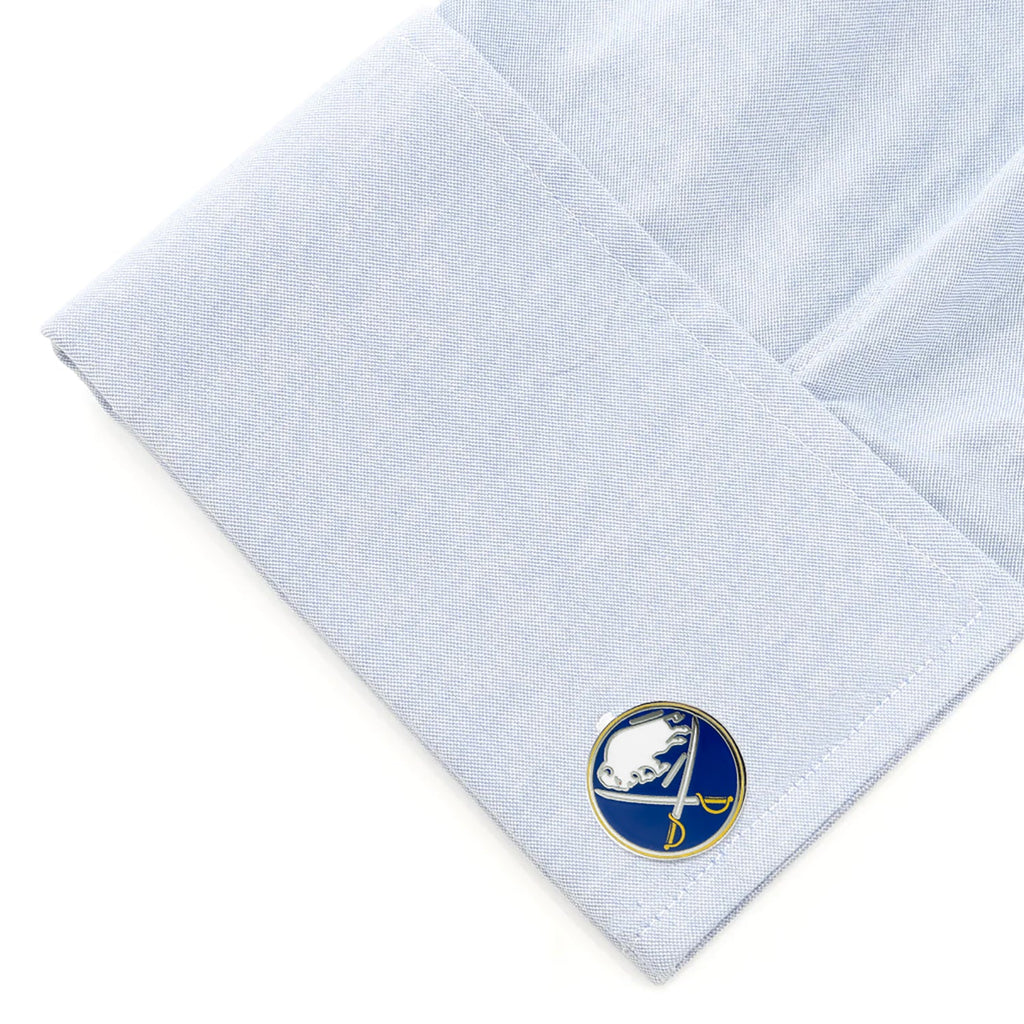 Buffalo Sabres NHL Logo Enamel Silver Tone Cufflinks - Image 4