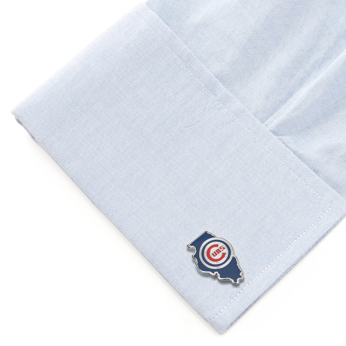 Chicago Cubs MLB State Shaped Cufflinks in Silver Tone Enamel - Image 3