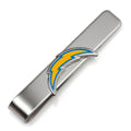 Los Angeles Chargers logo tie bar in silver plated metal finish