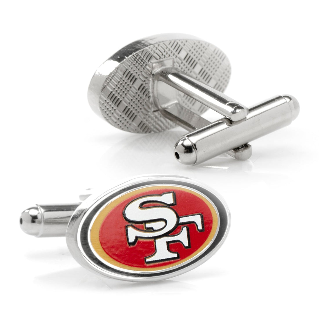 San Francisco 49ers NFL Oval Logo Cufflinks Silver Tone - Image 2