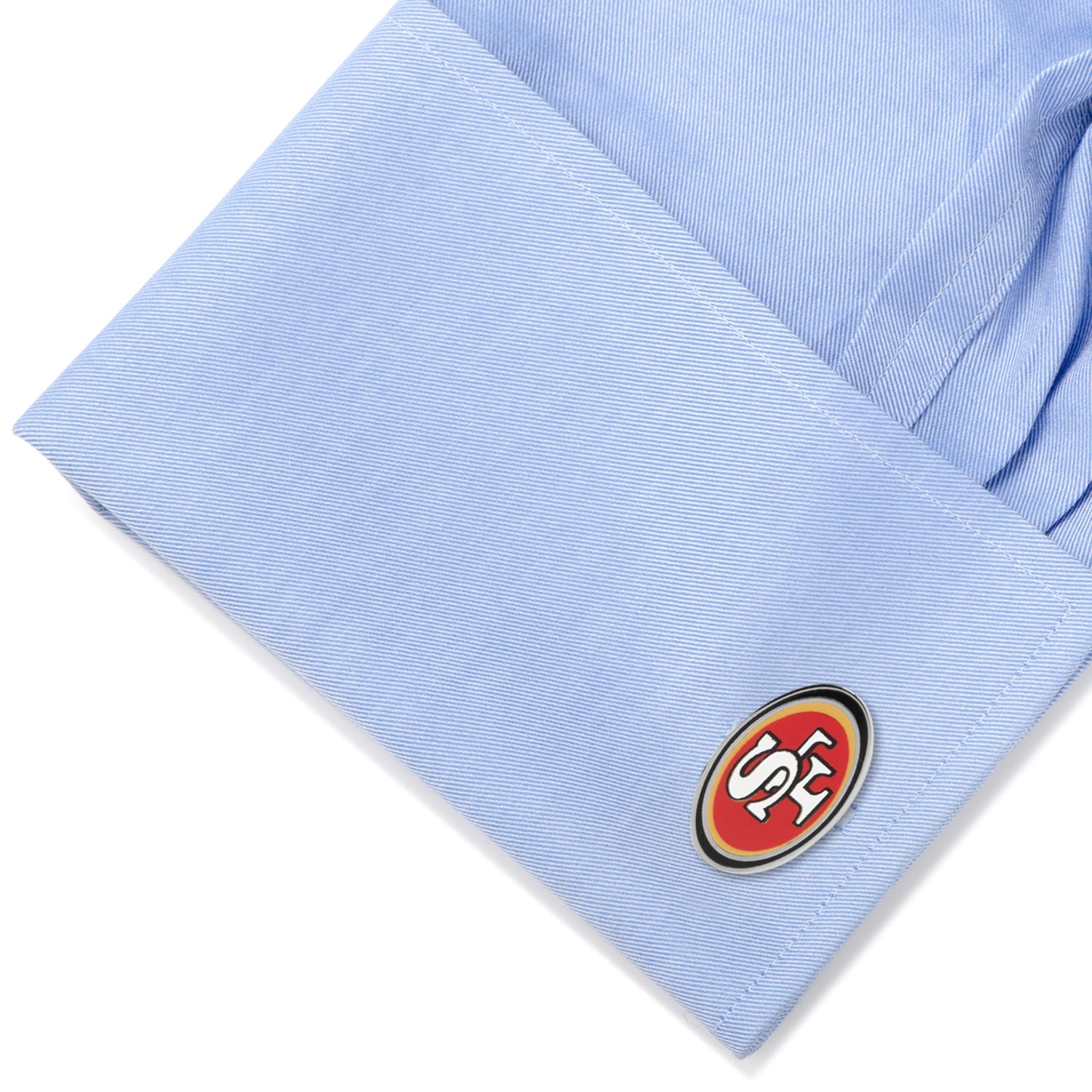 San Francisco 49ers NFL Oval Logo Cufflinks Silver Tone - Image 3