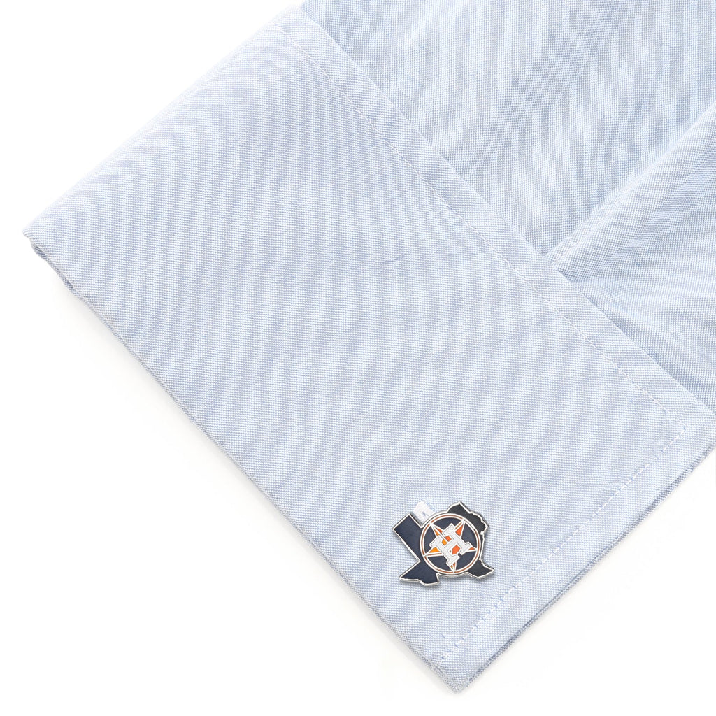 Houston Astros MLB State Shaped Cufflinks in Silver and Enamel - Image 3