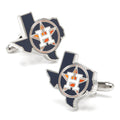 Houston Astros MLB logo cufflinks shaped like the state of Texas in silver and enamel.