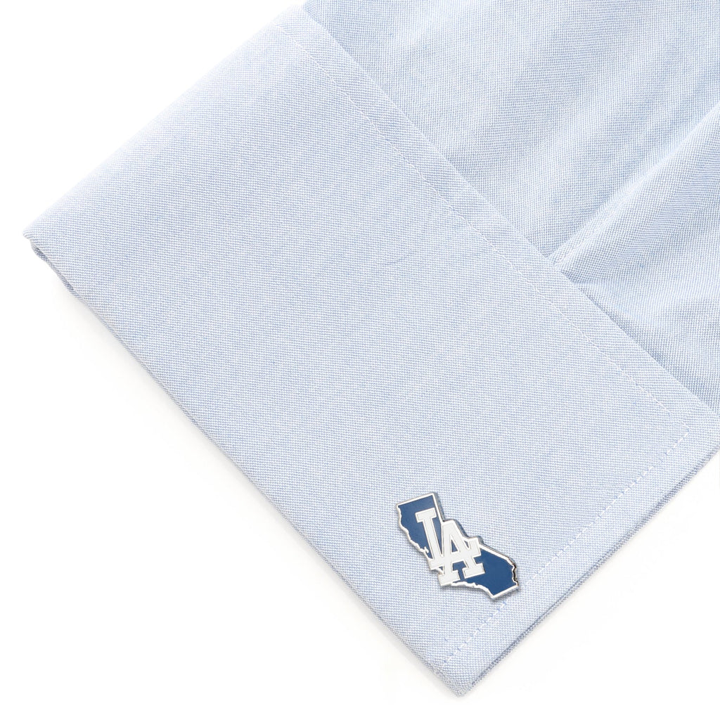 Los Angeles Dodgers MLB State Shaped Silver Tone Cufflinks - Image 3