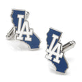 Los Angeles Dodgers baseball team logo on California state shaped silver tone cufflinks