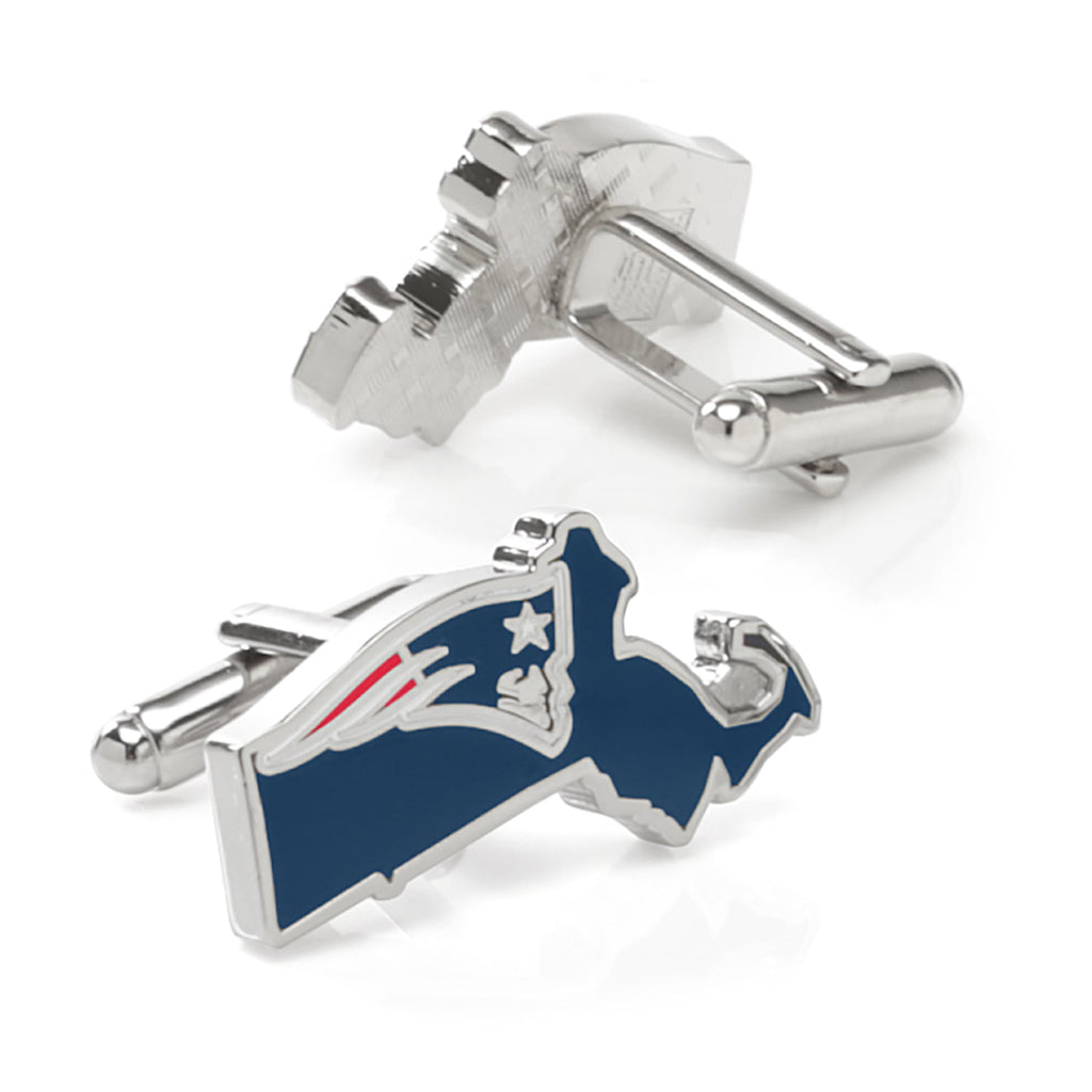 New England Patriots State Map Cufflinks in Silver Tone - Image 2