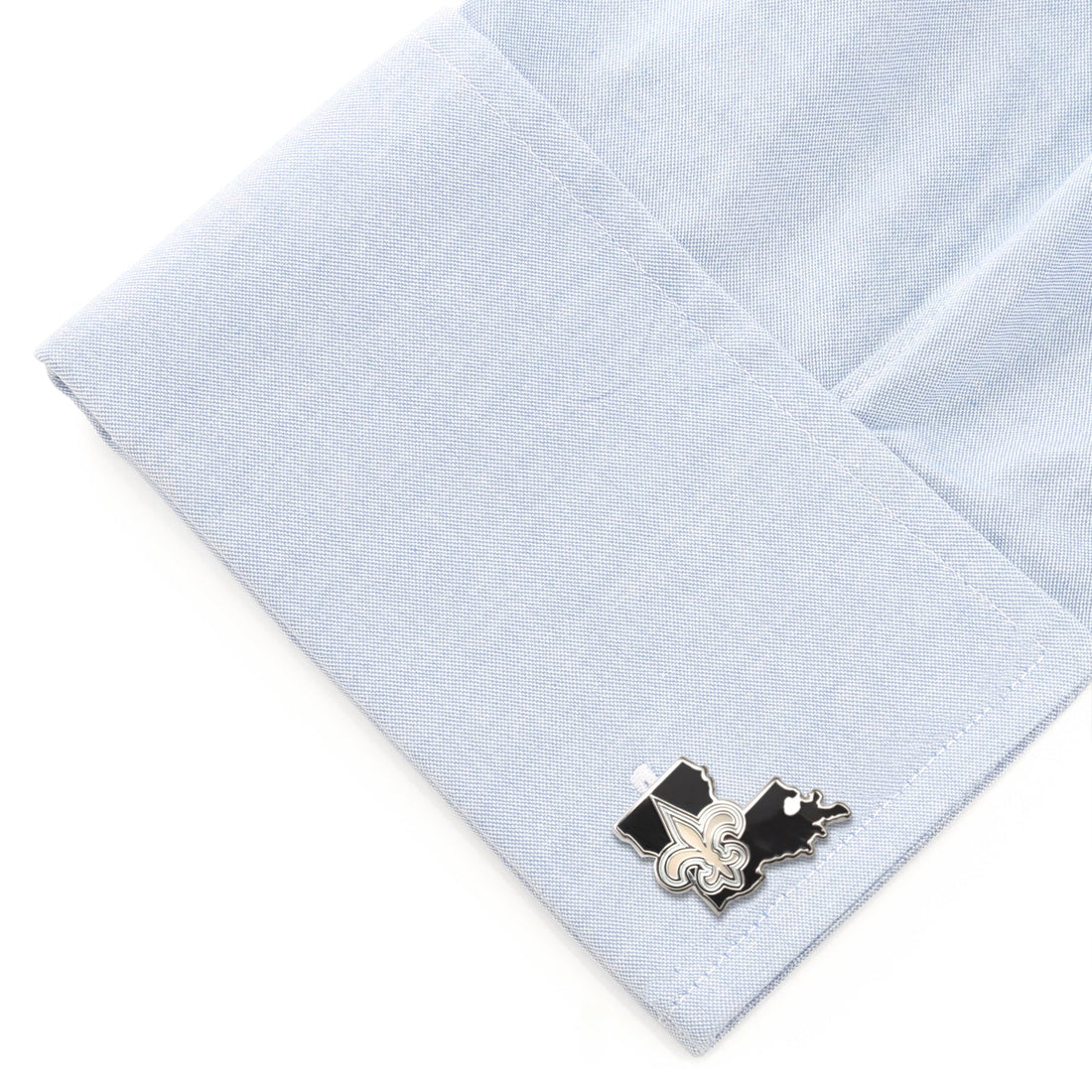 New Orleans Saints State Shaped Cufflinks in Silver and Black - Image 3