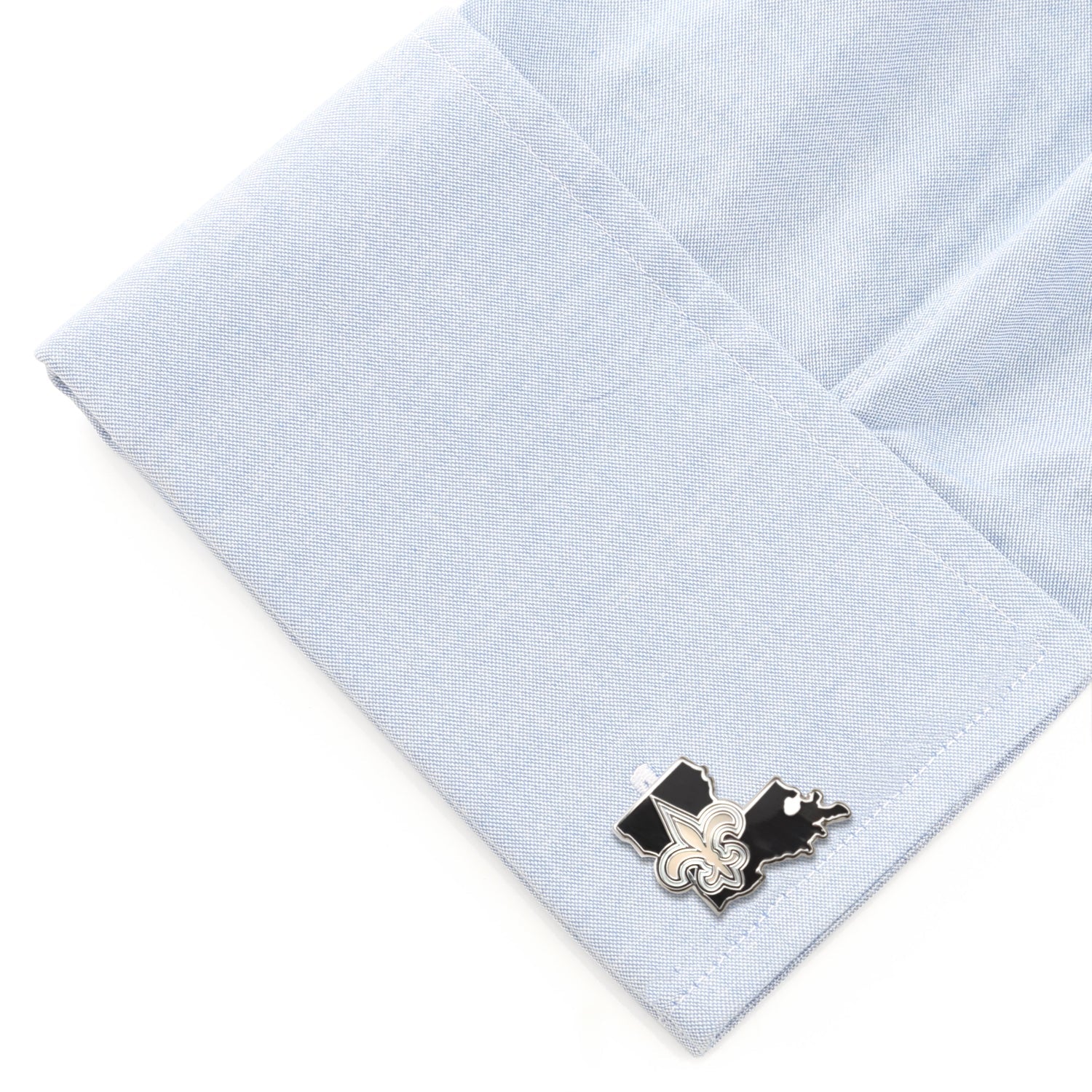 New Orleans Saints State Shaped Cufflinks in Silver and Black - Image 3