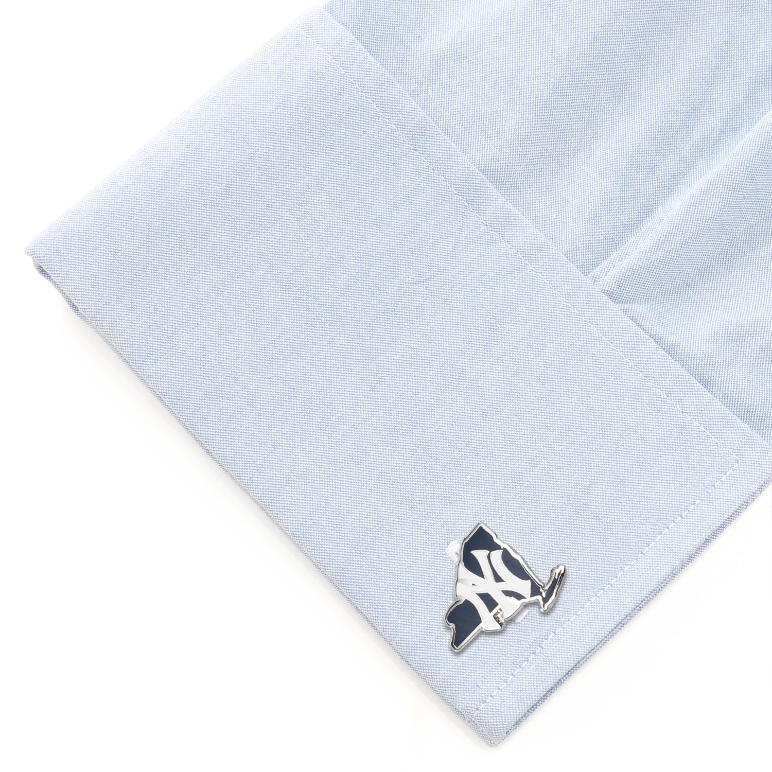 New York Yankees State Shaped Cufflinks in Silver Tone - Image 3
