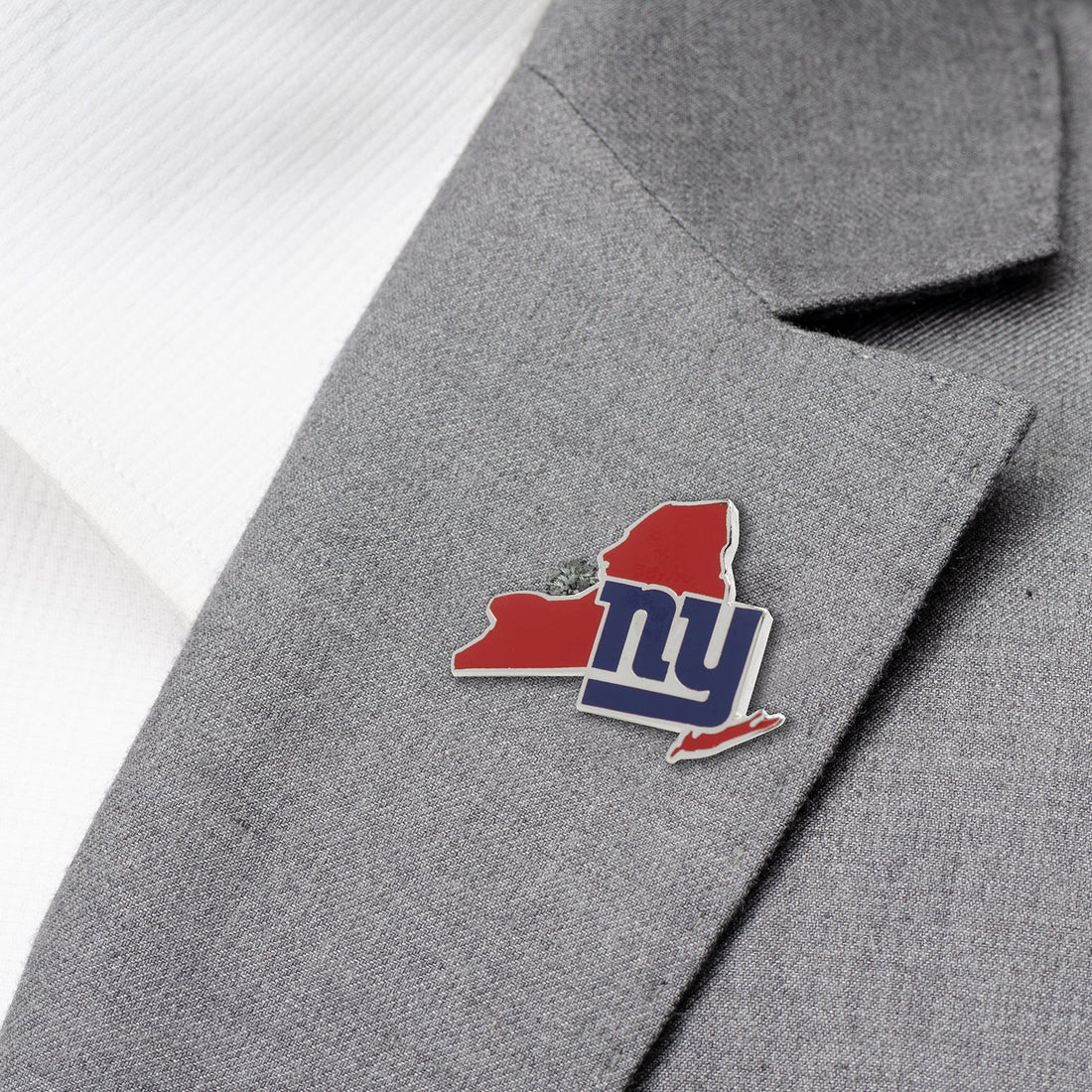 New York Giants State Shaped Lapel Pin in Red and Blue - Image 2
