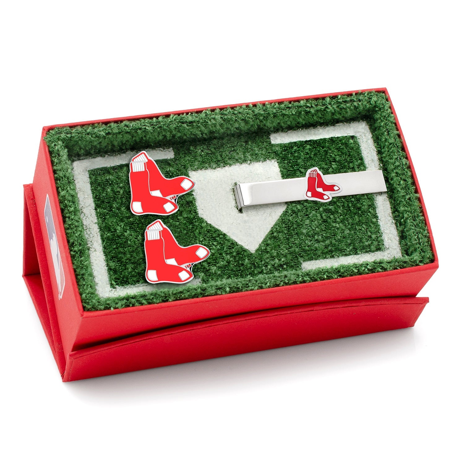Boston Red Sox MLB Logo Cufflinks and Tie Bar Gift Set - Image 2