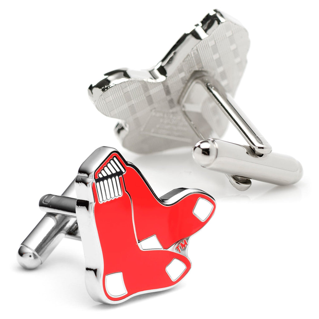 Boston Red Sox Logo Cufflinks in Silver Tone and Red Enamel - Image 2