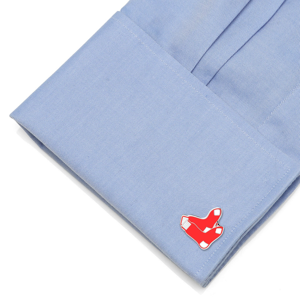 Boston Red Sox Logo Cufflinks in Silver Tone and Red Enamel - Image 3
